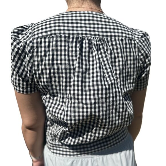 Madewell Black and White Gingham Wrap Blouse - Picture 3 of 7